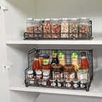 X-cosrack Stackable Wire Basket 3 Tier Countertop& Wall Mounted Metal Storage Basket for Kitchen Pantry Cabinet, Muti-functional Open Front Bin Organizer for Food Fruit Snack, Black - Image 3