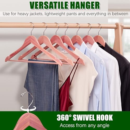 Amber Home 60 Pack Cedar Coat Hangers, Wooden Suit Hangers - Image 6