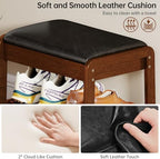 Shoe Rack Bench with Flip-Top Storage, Rubberwood 2-Tier Shoe Organizer with Cushion, Small Wooden Shoe Stand for Entryway, Mudroom, Hallway, Closet, Front Door Entrance, Foyer - Image 5