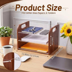 Marsui 3 Tier Desk Paper File Organizer, Acacia & Acrylic Letter Tray - Image 3
