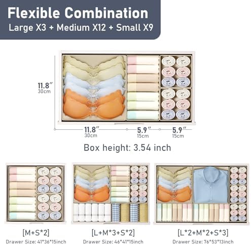 DIMJ Drawer Organizer Clothes 24 Pack - Foldable Baby Organizers and Storage & Dresser Organizer for Bedroom, Closet - Nursery Organization Dresser Dividers for underwear, Sock,Bra, Belt, Tie - Image 3