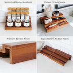 KitchenEdge 3-Tier Expandable Spice Rack Organizer, Acacia - Image 3