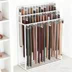 Floor Mounted Belt Hanger, Stepped Belt Display Rack with Hanging Rods and Hooks, 21 Hooks, Lengthened and Bolded, Capacity for Ties, Scarves, Accessories(White) by Unknown
