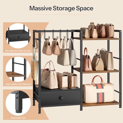 HOOBRO Purse Organizer Rack for Closet, 3-Tier Handbag Storage Stand - Image 6