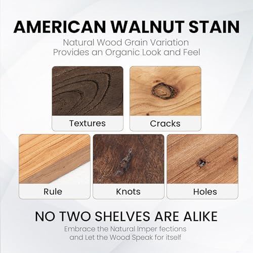 Fun Memories Floating Shelves for Wall, 55"x9.3" Rustic Solid Elm Wood Shelves, Heavy-Duty Wall Mounted Shelves with Invisible Brackets for Living Room, Bedroom, Kitchen, Walnut Finish - Image 6
