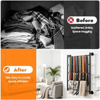 5-Tier Wall Mounted Scarf Rack, Metal Ribbon Organizer Towel Holder, Space-Saving Display for Ties Scarves Wrapping Paper for Home, Flower Shop (Black) - Image 5