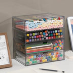 Clear Desk Drawer Organizer, 6 Drawers, Plastic - Image 6