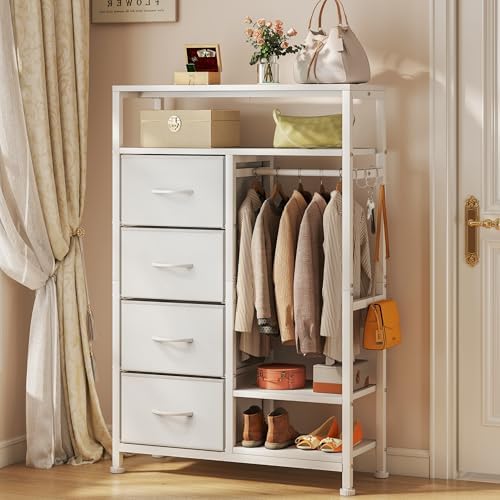 YOSHOOT 31.5" Dresser with Hanging Rack, Closet Dresser for Kids Bedroom by YOSHOOT
