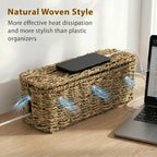 2 Pack Handwoven Cable Management Box with Lid, Decorative Cord Organizer for Power Strips, Chargers, TV Wires, Desk, Home & Office Storage, Natural Sea Grass - Image 6
