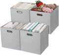 Posprica 11 Inch Cube Storage Bins for Organization, Fabric Storage Cubes Closet Storage Bins for Cube Organizer, Thick and Heavy Duty Storage Baskets for Shelves, 4pcs, Sliver Grey by Posprica
