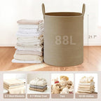 88L Large Tall Cotton Rope Laundry Basket with Handles, Jute - Image 2
