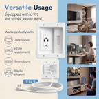 in-Wall Cable Management Kit, Recessed TV Outlet Box with Dual AC + 2 USB Ports, 9ft Power Cord, Wall Cable Hider Pass Through, TV Cord Concealer for Wall Mounted TV, Home Theater - Image 2