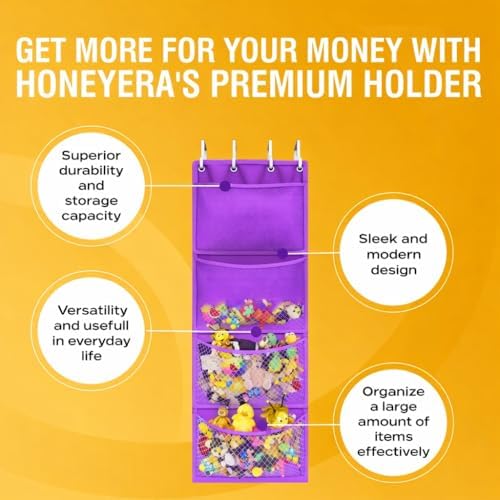 Honeyera Plush Storage (Patent Pending) - Plush Hammock Net Over Door Organizer for Stuffies, Baby Accessories, Toy/Hammock Hanging Storage Big Girls Toddler Large Bag Animals (Purple) - Image 6