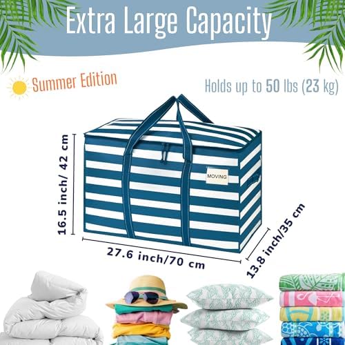 VENO 4 Pack Heavy Duty Moving Bags, Extra Large Storage Bags with Reinforced Handles & Strong Zippers, Foldable & Reusable Moving Box Alternative for Clothes & Dorm Storage - Image 2