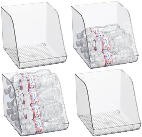 iDesign Plastic Water Bottle Organizer for Fridge, Clear, 4-Pack by iDesign