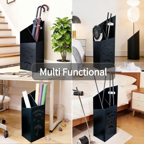 9.84" D x 7.87" W x 23.62" H Detachable Base Umbrella Stand - Elegant Raindrop Design, Water Collection Tray, Gold/Black Finish, Durable Home & Office Organizer - Image 3