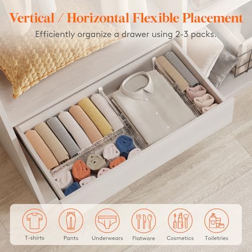 Lifewit 4" High Upgrade Drawer Divider, Adjustable Drawer Organizer Clothes - Image 4