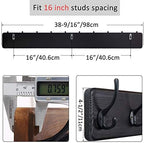 WEBI Coat Rack Wall Mount,10 Hooks,38 9/16" Long Coat Hooks Wall Mounted,16" Hole to Hole,Large Wood Coat Hanger Wall,Hook Rack for Hanging Coats,Jacket,Clothes,Hats,Black,2 Packs - Image 3