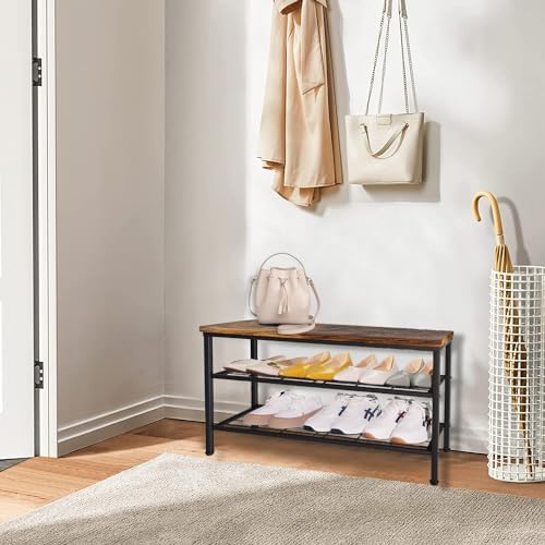 3-Tier Metal Shoe Rack with Wood Top - Durable & Space-Saving Shoe Organizer,Industrial Shoe Organizer Shelf Bench Storagefor Closet Entryway, Bedroom & Hallway - Bronze + Black 28.5 W × 18" H - Image 7