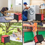 Foldable Shopping Utility Cart Portable Rolling Crate Handcart with 360°Rotate Wheel,Hidden Lid,Telescoping Handle Collapsible for Travel Shopping Moving Storage Office Use(Black/Red) - Image 3