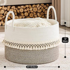 KAKAMAY Large Blanket Basket with Handles, Storage Basket for Living Room - Image 4