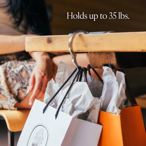 Attaché Purse Hook for Table - Portable Bag Hanger, Strong Durable Handbag Holder - 35lb Capacity Desk Hanger, Premium Bag Clip with Gift Box, Anti-Slip Car Tote Accessory - Aria Silver - Image 4
