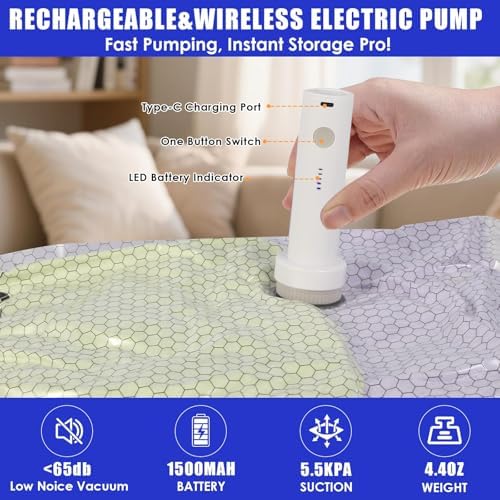 18 Pack Vacuum Storage Bags for Travel with Rechargeable Cordless Pump, Vacuum Seal Bags for clothing with Hand Pump, Portable Space Saver Bags for Clothes, Compression Packing for Luggage,Bedding - Image 2