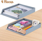 Wenqik Gray Letter Trays Stackable, 4 Pcs Plastic Desk Organizer - Image 2