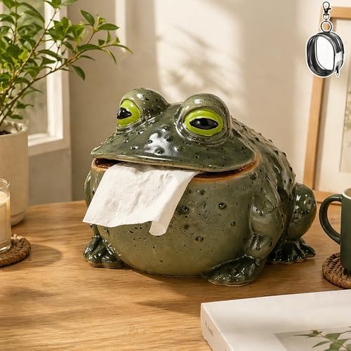 Funny Frog Toilet Paper Holder, Whimsical Toad Tissue Box in Resin for Kitchen, Bathroom, or Bedroom, Creative Animal Toilet Roll Dispenser (Single Frog Holder) by LISINUO