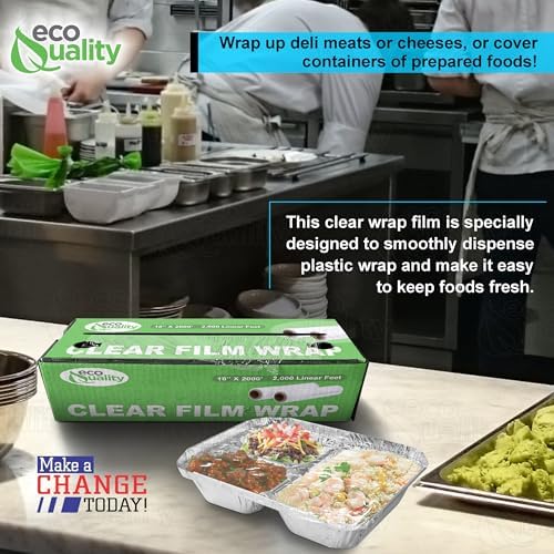 18" x 2000FT Clear Cling PE Food Wrap, Plastic Cling Wrap with Dispenser Cutter Box - BPA Free, Food Safe, Plastic Film Roll, Microwave & Freezer Safe Stretch Wrap for Food Service & Home Use (3) - Image 6
