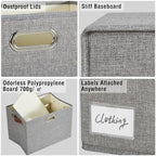 17" Large Fabric Storage Box with Lids, 3-Pack, Gray - Image 4