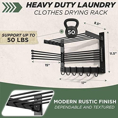 BATODA Wall-Mounted Steel Clothes Drying Rack, Solid Steel, Multi-function - Image 3
