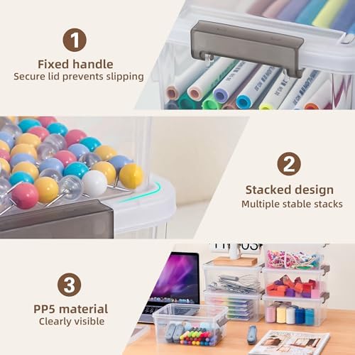 8Packs 3.2Qt Small Clear Storage Bins with Lids, Plastic - Image 3
