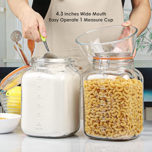 Qianfenie 1.1 Gallon Wide Mouth Airtight Glass Storage Containers with Lids - Image 2