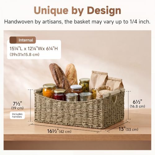 StorageWorks Large Wicker Baskets with Handles, Seagrass Basket, 1-Pack - Image 6