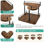 2 Tier Wooden Spice Rack Organizer, 360° Rotating Lazy Susan, 11.8 Inch Large Capacity Countertop Spice Shelf, Adjustable Height, Pine Wood, for Kitchen Bathroom Cosmetic Storage gift set - Image 4