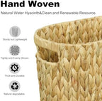 Coeusy Wicker Trash Can,Bathroom Trash Can,Water Hyacinth Wicker Waste Basket for Bathroom,Handwoven Narrow Small Waste Basket for Bedroom,Office,5 Gallon - Image 5