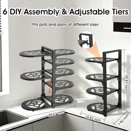 Adjustable Pots & Pans Organizer for Cabinet: 8-Tier Heavy Duty Pan Rack - Image 2