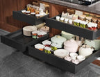 Seinloes Pull Out Cabinet Organizer,4-Side Expandable to Maximize Cabinet Space,Slide Out Drawers with 3 Rail Design,Roll Out Shelf with Raising Pad for Framed Cabinet,13"-21"W x 17"-24"D,Black,4 Pack by Seinloes