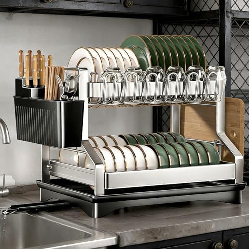 2 Tier Dish Drying Racks Oversink Stainless Steel Dish Drying Rack - Image 5