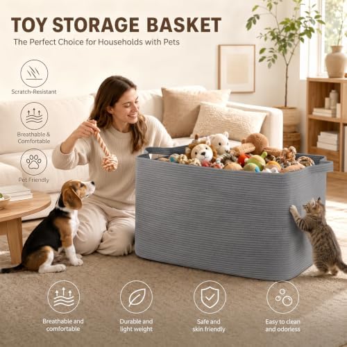 OIASKET 118L Extra Large Blanket Basket, 24.8" x 17.7" x 17.2" Woven Basket - Image 3