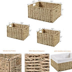 Vagusicc Wicker Basket, Seagrass Wicker Storage Basket with Built-in Handles, Baskets for Organizing, 15'' Large Storage Baskets for Shelves with Liner bathroom organizer (3-Pack Seagrass Baskets Set) - Image 6