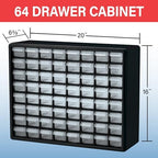 Akro-Mils 64-Drawer Plastic Storage Cabinet, 20" W x 6" D x 16" H, White - Image 2