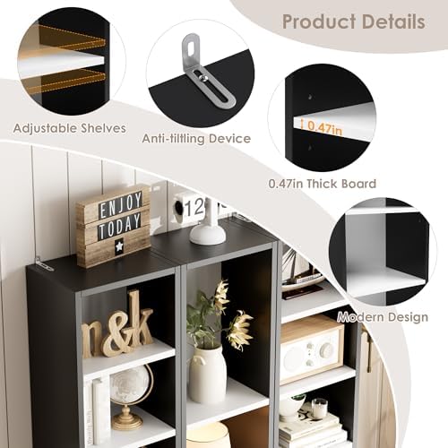 FOTOSOK Bookshelf Bookcase 8-Tier Narrow Bookshelf Tall CD Media Tower Rack - Image 7