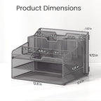 Lavatino Desk Paper File Organizer - Metal Mesh with 2 Letter Trays, 7 Flexible Dividers, 2 Vertical File Folder Holders for Office/Home/Classroom Supplies, Desk Organizers and Accessories, Grey - Image 7
