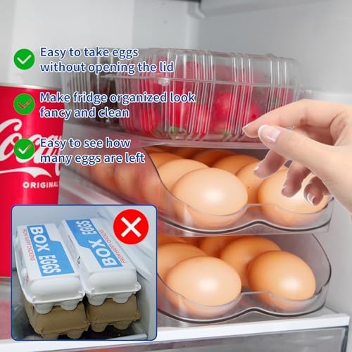 MesRosa Egg Holder for Fridge, Automatic Rolling Egg Organizer -3 Layer - Image 3
