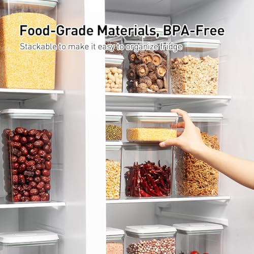 Food Storage Containers with Lids,2.9Qt 2Pcs Airtight Pop Food Storage Containers, BPA-Free Stackable Kitchen Pantry Organizers and Storage, One Button Opening Flour and Sugar Container Sets - Image 4