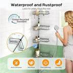 HAMITOR Shower Organizer Tension Pole: 4 Tier L-Shaped Corner Bath Shelf - Image 2