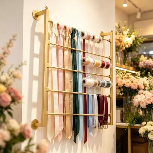 5 Layer Wall Scarf Display Tie Rack Ribbon Organizer Wrapping Paper Holder - Image 5
