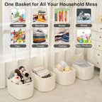 ICERZCZ Woven Cotton Rope Storage Baskets for Organizing & Shelves, Organization Bins for Dog Toys, Clothes, Books, Nursery Organizer, 15"x11"x9", Off White (4 Packs) - Image 3